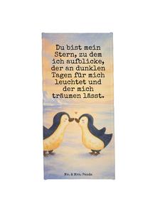 Mr. & Mrs. Panda Пляжное полотенце с изображением пингвина и надписью, пастельно-серый цвет