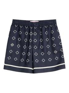 Шорты-бермуды из твила с принтом Opticool Valentino Garavani, синий