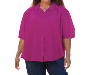 Хлопковая рубашка с коротким рукавом и воротником - Plus In Zinnia On The Plus Side, Zinnia