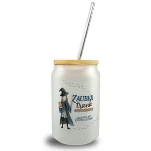 Стакан для волшебного зелья с бамбуковой крышкой, изображающий ученицу-волшебницу в синем speecheese