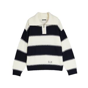 ELLE Трикотажный кардиган Women's Stripes Lapel Moderate