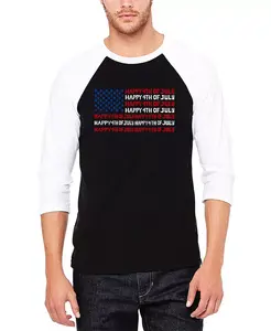 Мужская футболка Happy 4th of July Raglan Baseball Word Art LA Pop Art, мультиколор