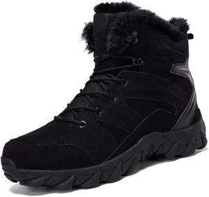 Мужские зимние снежные ботинки с утеплителем, меховой подкладкой, теплые, легкие и противоскользящие Qacksv, черный