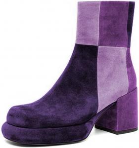 Женские ботильоны Pazzion, платформа, закрытые, с круглым носком, боковыми молниями, средний каблук-блок, пэчворк, короткие сапоги, для официальной работы, офиса, размеры 37-44, Violett Multi