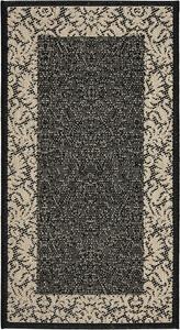 Ковер SAFAVIEH, 61 x 110 см, Courtyard Collection, Black & Sand, без ворса и простой в уходе, для помещений и улицы, моющийся — идеально для патио, заднего двора, прихожей (CY2727-3908)
