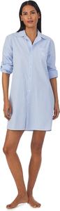 Ночная рубашка Lauren Ralph Lauren Long Sleeve Roll Tab His Shirt Sleepshirt, цвет Blue Stripe