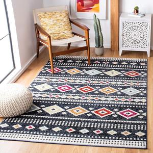 Ковер SAFAVIEH, 122 x 183 см, Adirondack Collection, Black & Ivory, дизайн Boho Tribal, не линяет и прост в уходе, идеален для помещений с высокой проходимостью: прихожая, гостиная, спальня (ADR277Z)