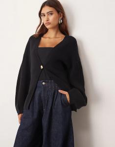 Кардиган ARRANGE с приталенной талией и овальными рукавами черного цвета