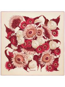 Шелковый шарф с принтом подсолнухов Ferragamo, нейтральный цвет