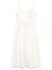 Платье миди из атласа с цветочной аппликацией Self-Portrait, нейтральный