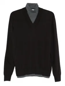 Шерстяной свитер с V-образным вырезом Paolo Pecora, коричневый