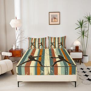 Erosebridal Комплект постельного белья Mens Fencing с геометрическими полосками для детей и взрослых, Black Teal Brown