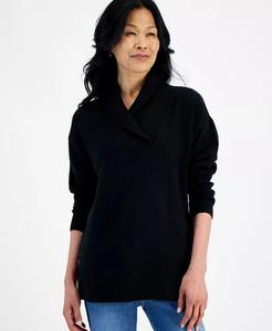 Женский свитер с шалевым воротником и пуговицами Style & Co, черный