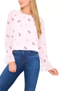 Вышитый топ с присборенными манжетами Cece, розовый