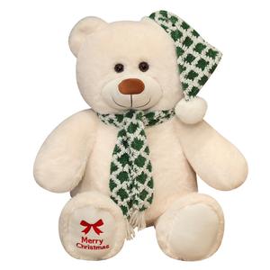 Рождественский плюшевый мишка, 50 см MERCONSER, белый/зеленый