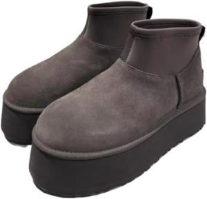 Женские зимние ботинки на снег 6 см платформа, с отделкой из меха, без застежки, на щиколотку, с противоскользящей подошвой, повседневная обувь Azttoztto, Grey