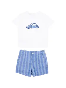 Набор из двух предметов: комплект с шортами в полоску и деталями в виде автомобилей Mayoral, белый
