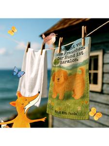 Mr. & Mrs. Panda Полотенце для собак, пушистый дизайн с надписью белого цвета