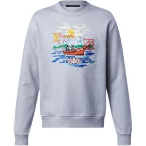 Вышитый свитшот LOUIS VUITTON, серо-голубой