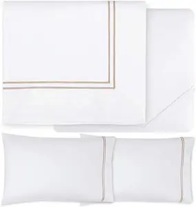 Комплект постельного белья Sferra Grande Hotel - Queen - Белый /Темно-серый, White/Taupe