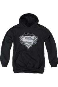 Супермен байкерский худи с металлическим принтом для молодежи Gildan, черный