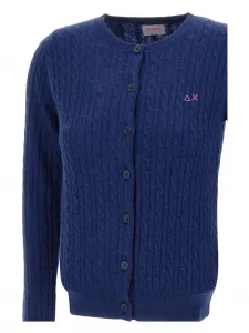 Кардиган с косой вязкой Sun68, синий