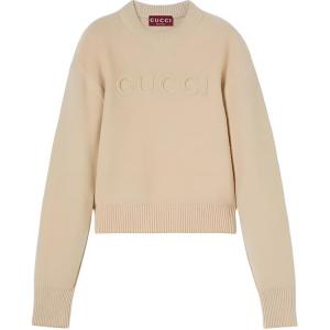 Свитер из шерсти и кашемира с вышивкой Gucci, бежевый