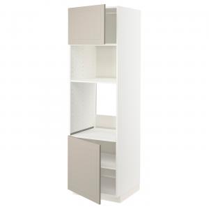 Hi cb f oven/micro w 2 drs/shelves, white/Stensund beige, 60x60x200 cm, Metod IKEA