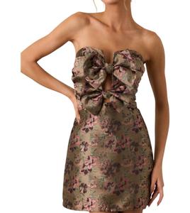 Мини-платье My Only Hope Bow в зеленом/розовом цвете STORIA