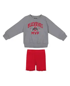 Комплект из двух предметов: флисовая толстовка и шорты Ohio State Buckeyes Beta серо-алого цвета для девочек Colosseum