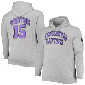 Мужская толстовка с капюшоном Mitchell & Ness Vince Carter Heathered Grey Toronto Raptors Big & Tall Name & Number