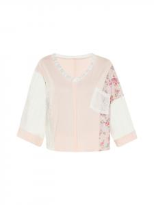 Женская блузка лососевого цвета с разноцветными вставками Usha