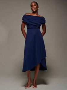 Платье миди с драпированным капюшоном Jolie Moi, Navy