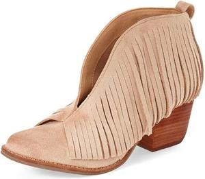 Женские западные ботильоны YDN с кисточками, круглый носок, каблук-блок, замшевые, ретро, размер 4-15 US, Beige