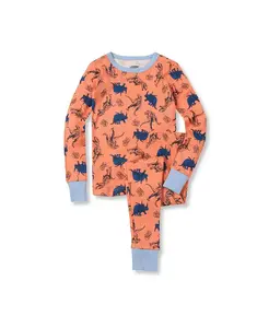 Пижамный комплект для девочек с длинными рукавами и облегающим кроем Lands' End, оранжевый