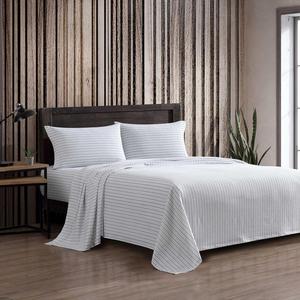 Комплект постельного белья Eddie Bauer для двуспальной кровати, из хлопковой фланели, с соответствующими наволочками, с начесом для дополнительной мягкости, с глубокими карманами, сертифицирован Oeko-Tex (серый в полоску), Ticking Stripe Grey