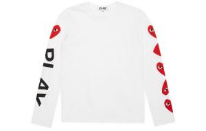 Футболка CDG Play Red Multi Heart L/S Белая