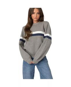 Женский свитер оверсайз в морскую полоску Edikted, серый