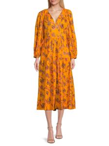 Платье миди с принтом Sayer, многоуровневое A.L.C., цвет Limone Multi