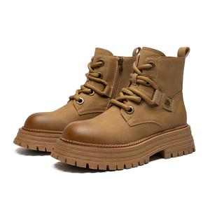 Мартин Ботинки Женские Коричневый, Черный, Желтый ZHR, Желтый Без Подкладки