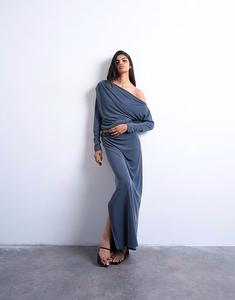 Юбка макси с отделкой Cupro Twist, цвет темно-серый Topshop