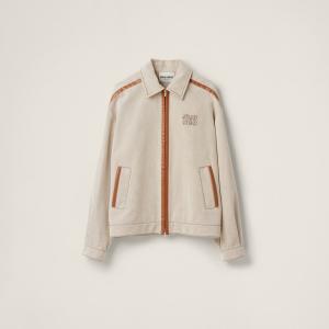 Блузон из жаккардового канваса MIU MIU, бежевый/коньячный