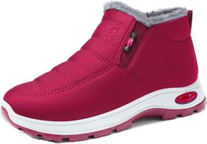 Женские зимние сапоги, зимние теплые ботильоны с овчиной, короткие зимние сапожки с меховой подкладкой, без шнурков Generic, Red