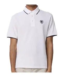 Белая хлопковая рубашка-поло с логотипом Blauer, белый