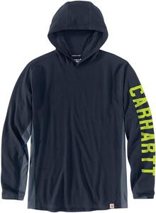 Carhartt мужская футболка с капюшоном Force Relaxed Fit Midweight с длинным рукавом и логотипом, Navy