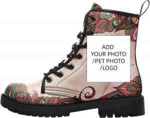 Кастомные боевые ботинки для женщин и мужчин | Высокие ботинки из микрофибры и кожи, персонализированный дизайн с питомцами, искусством или цветами AWSOLE, Pink Black
