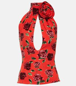 Топ с вырезом халтер и цветочной аппликацией MAGDA BUTRYM, красный