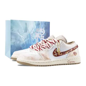 Jordan Air 1 Queen устойчивые к истиранию винтажные баскетбольные кроссовки женские beige red