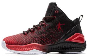 QIAODAN Кроссовки баскетбольные мужские с амортизацией и износостойкой подошвой, высокие, красно-черные, цвет Red Black