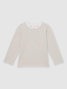 Детская футболка Kenny с длинным рукавом в полоску Reiss, Off White/Camel